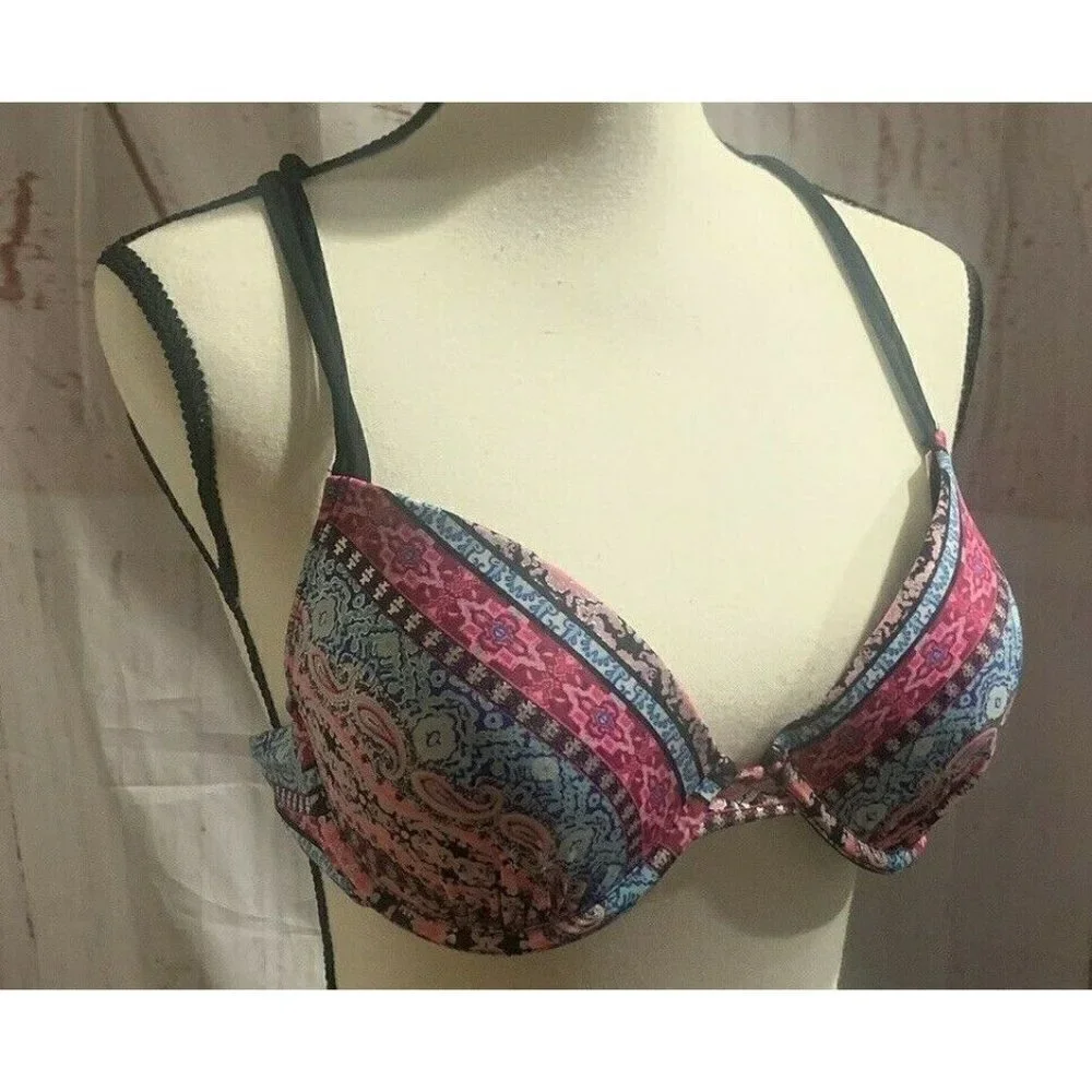 Arizona Bikini Top Padded Bra Size XL Multicolor Spaghetti Straps Racerback